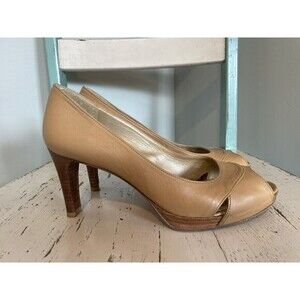 Stuart Weitzman Womens Overit Brown Leather Peep Toe‎ Stiletto Pump Heel Size 8